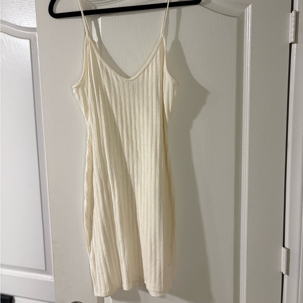 Fashion Nova Cream Ribbed Dress